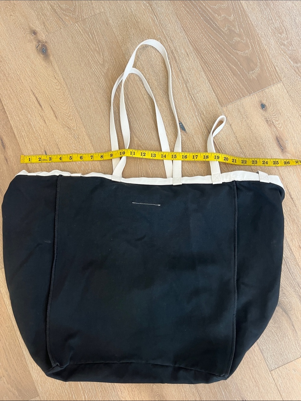 Maison Martin Margiela Black Canvas Tote with white/cream Handles - Picture 3 of 11